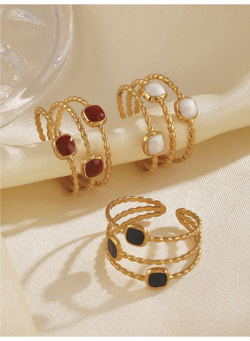 veya WOMEN’S OPEN GOLD-PLATED RING 18K – 3 PIECE - Image 4